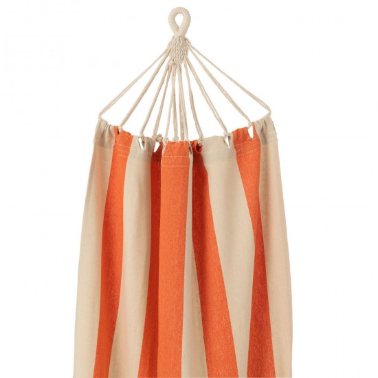 J Line hamacs avec corde Jolipa Hamac Grandes Rayures Coton Polyester Orange Ecru.