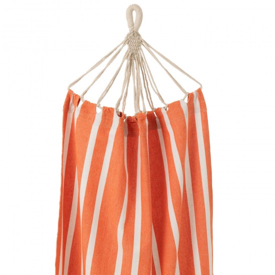 J Line hamacs avec corde Jolipa Hamac Rayures Coton Polyester Orange Blanc.
