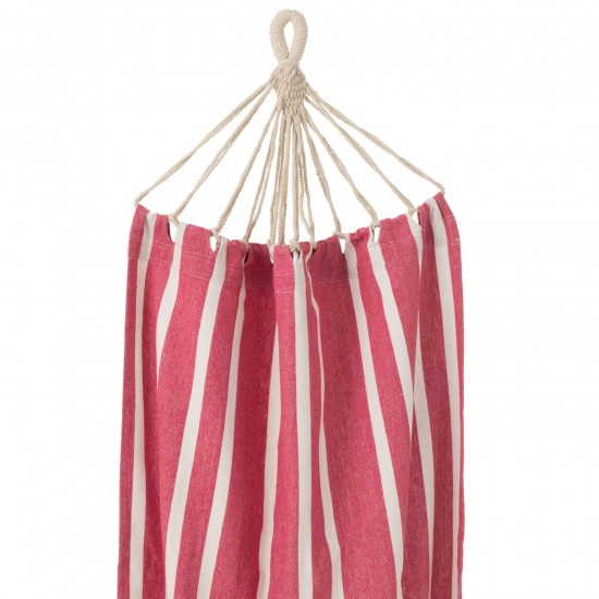 J Line hamacs avec corde Jolipa Hamac Rayures Coton Polyester Rose Blanc.