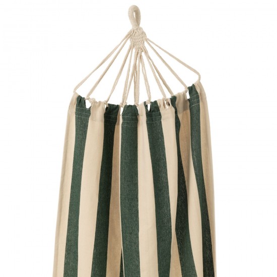 J Line hamacs avec corde Jolipa Hamac Grandes Rayures Coton Polyester Vert Foncé Ecru.