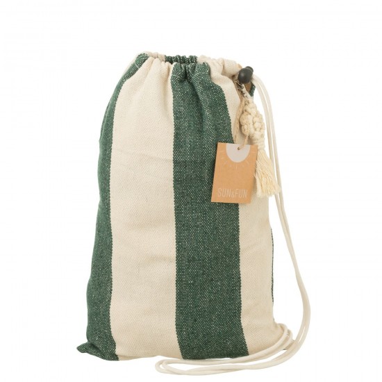Jline Hangmat Brede Strepen Katoen Polyester Donker Groen Ecru.