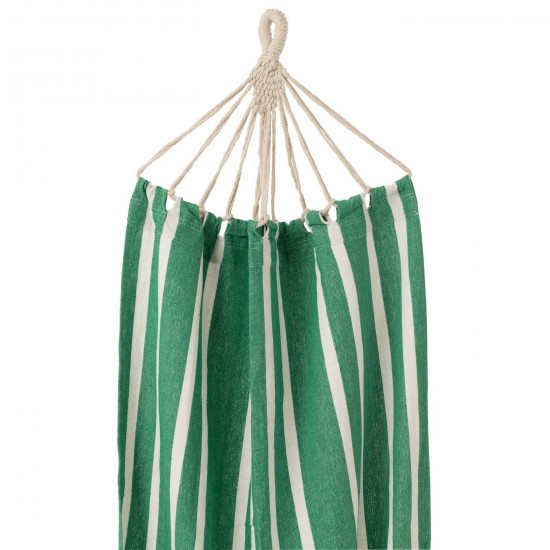 J Line hamacs avec corde Jolipa Hamac Rayures Coton Polyester Vert Foncé Blanc.