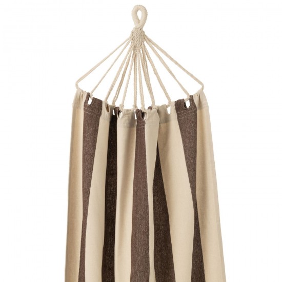 J Line hamacs avec corde Jolipa Hamac Grandes Rayures Coton Polyester Marron Ecru.