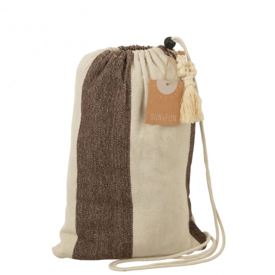 Jline Hangmat Brede Strepen Katoen Polyester Donker Bruin Ecru.
