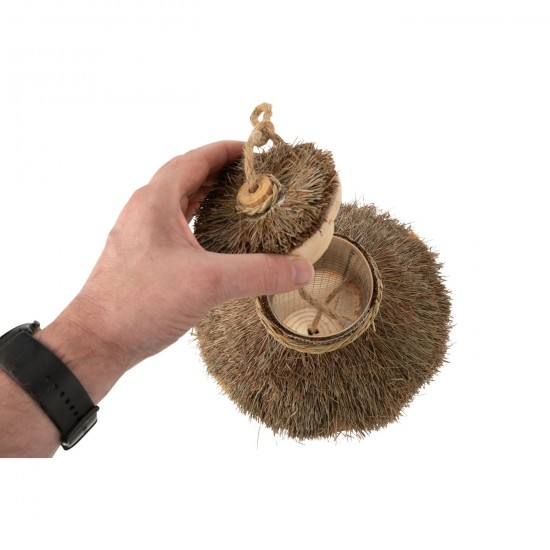 J Line nichoirs Jolipa Nichoir Suspendu Mangeoire Bois Herbes Séchées Naturel.