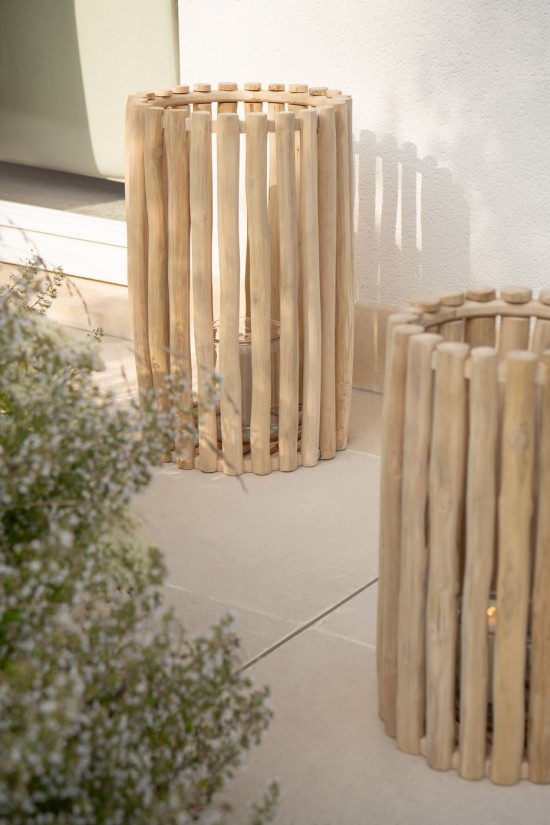 Jline Set De 2 Linternas De Teca Natural.