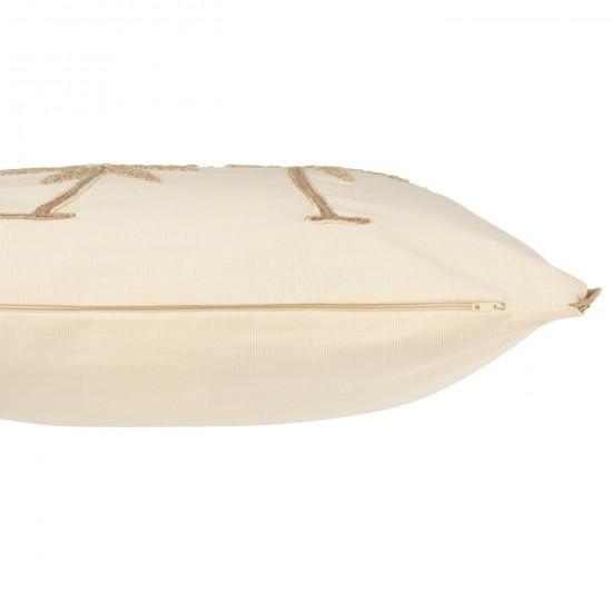 J Line coussins Jolipa Coussin Rectangle Palmiers Coton Crème Beige.