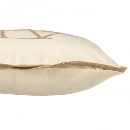 J Line coussins Jolipa Coussin Carré Palmiers Coton Crème Beige.