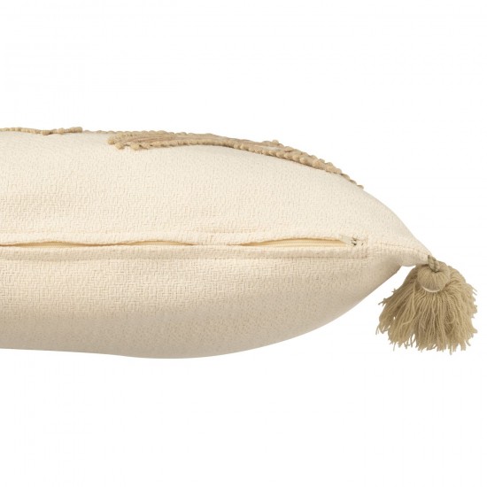 J Line coussins Jolipa Coussin Étoiles De Mer Floches Coton Crème Beige.