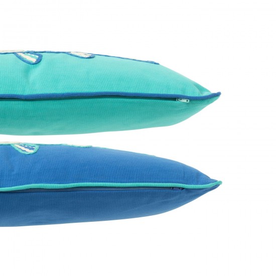 J Line coussins Jolipa Coussin Rectangle Poisson Coton Bleu Azur Assortiment De 2.