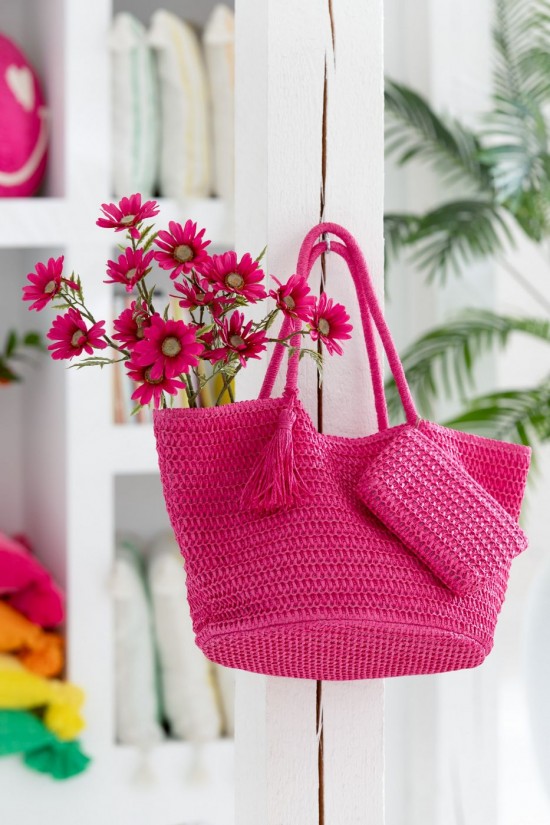 Jline Bolsa Playa Bolsillo Papel Rosa Naranja Lote De 2.