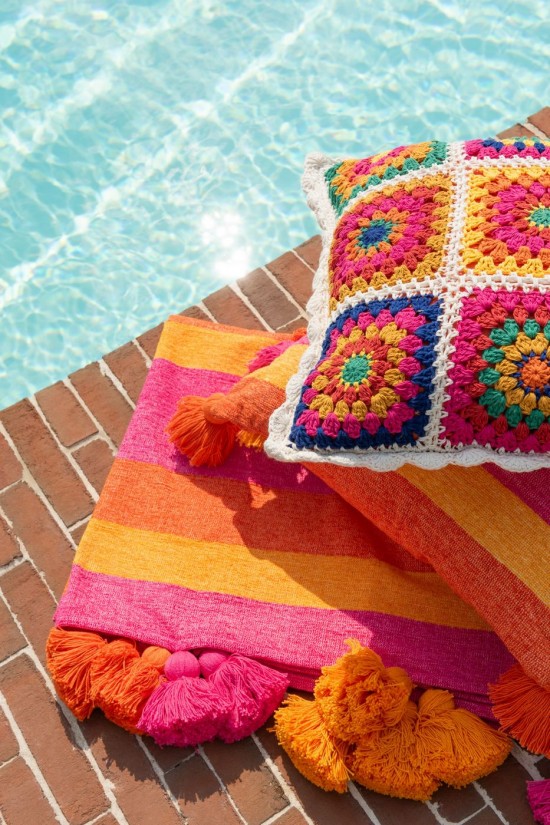 Jline Cojín Ganchillo Mezcla Algodón Poliéster.