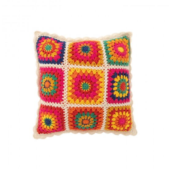 J Line Kussen Gehaakt Katoen Polyester Mix sierkussens sierkussentjes JO51727.