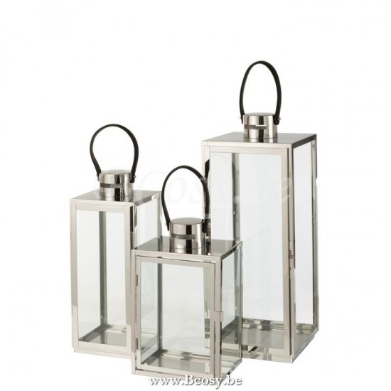 J Line lanternes photophores Jolipa Lanterne Carree Metal Verre Argent.