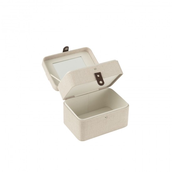 J Line Porte bijoux. Boîte à bijoux. Boîtes à bijoux Jolipa Boite Pour Cosmétiques Rectangle Mirroir 2 Étages Polyester Gris.