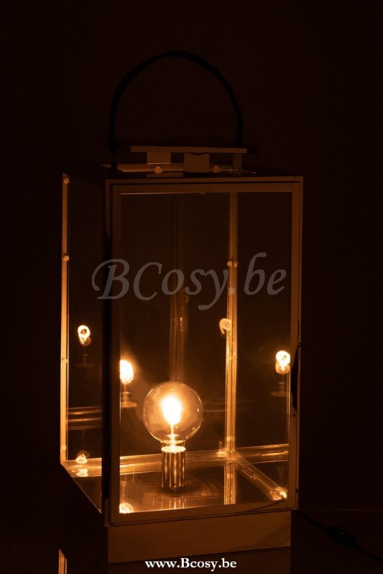 J Line lanternes photophores Jolipa Lanterne Lampe Metal Verre Argent.