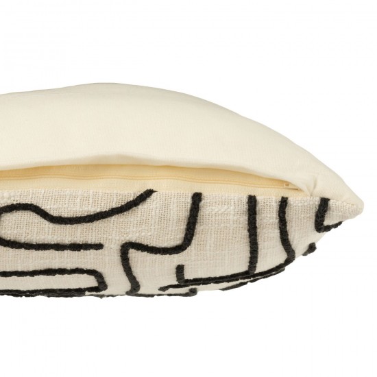 J Line coussins Jolipa Coussin Carré Lignes Courbes Coton Blanc Noir.