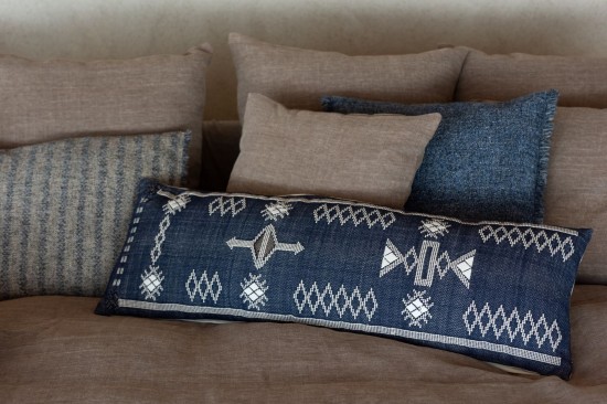 Jline Cojín Rectángulo Motivos Étnicos Algodón Azul Oscuro Blanco.