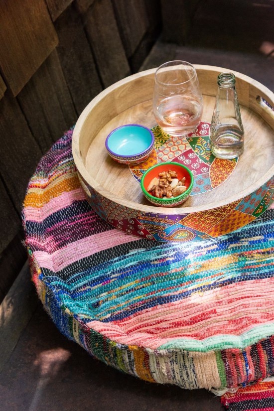 Jline Pouf Chindo Redondo Mezcla Algodón Poliéster.