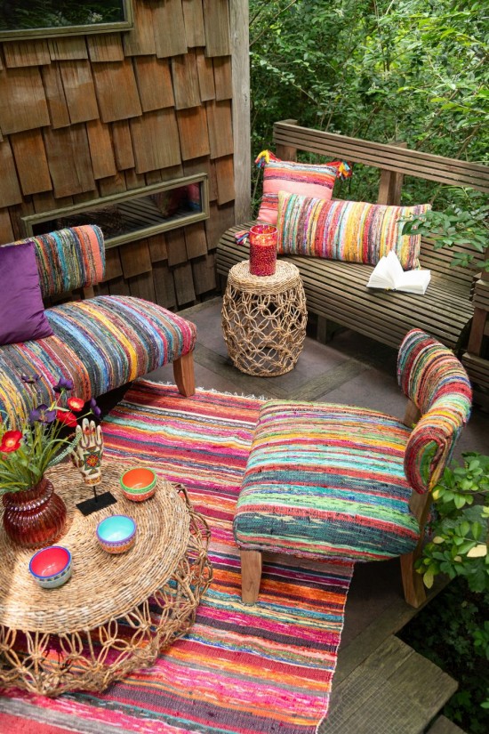 Jline Asiento 2 Personas Chindi Madera Textil Mixto.