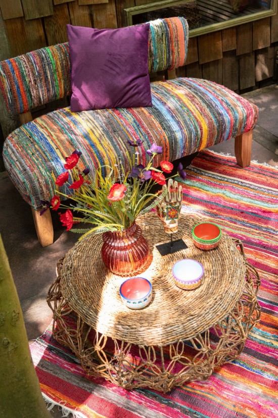 J Line Zetel 2 Personen Chindi Hout Textiel Mix.