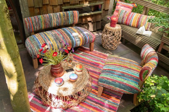 Jolipa Jline Fauteuil 2 Personnes Chindi Bois Textile Mix.