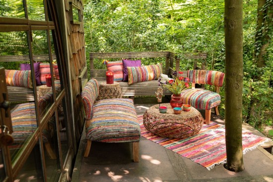 J Line Zetel 2 Personen Chindi Hout Textiel Mix zetels JO51826.