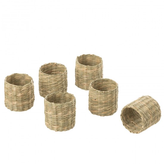 J Line Set Van 6 Servetring Zeegras Naturel serviet houders JO51831.