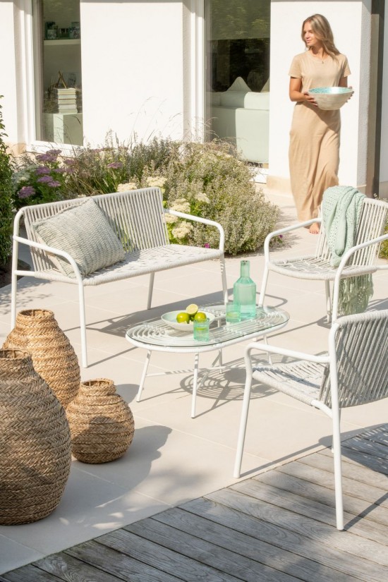 Jline Florero Tejido Junco De Mar Natural Grande.