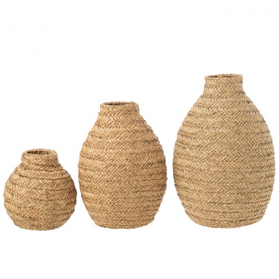 J Line vases Jolipa Vase Tressé Jonc De Mer Naturel Large.