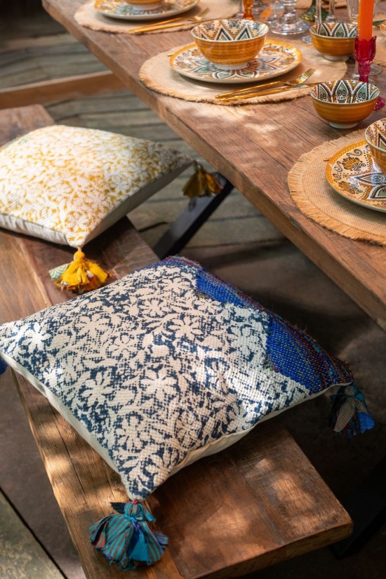 Jline Cojín Cuadrado Flores Algodón Mix Surtido De 3.