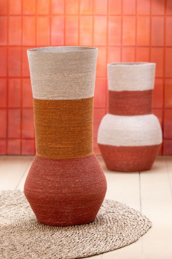 Jline Jarron Rayas Marinas Natural Terracota.