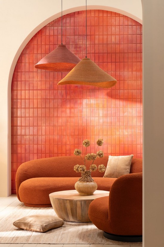 J Line Lampadario Giunco Di Mare Ruggine Lámpara Colgante Junco De Mar Óxido.