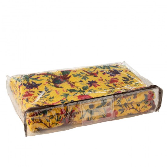 J Line Bedcover Birds Flowers Cotton Velvet Yellow throw.