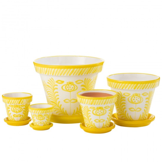 J Line cachepots de fleur Jolipa Flowerpot Plate Granada Handmade Painted Ceramic Yellow Extra Large.
