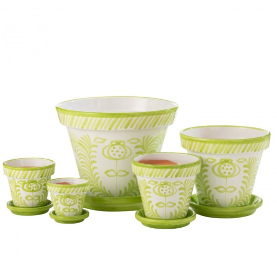 J Line cachepots de fleur Jolipa Flowerpot Plate Granada Handmade Painted Ceramic Green Extra Large.