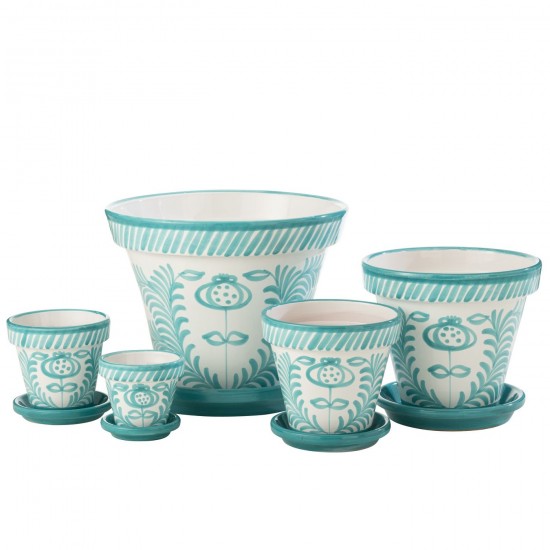 J Line cachepots de fleur Jolipa Flowerpot Plate Granada Handmade Painted Ceramic Aqua Extra Large.