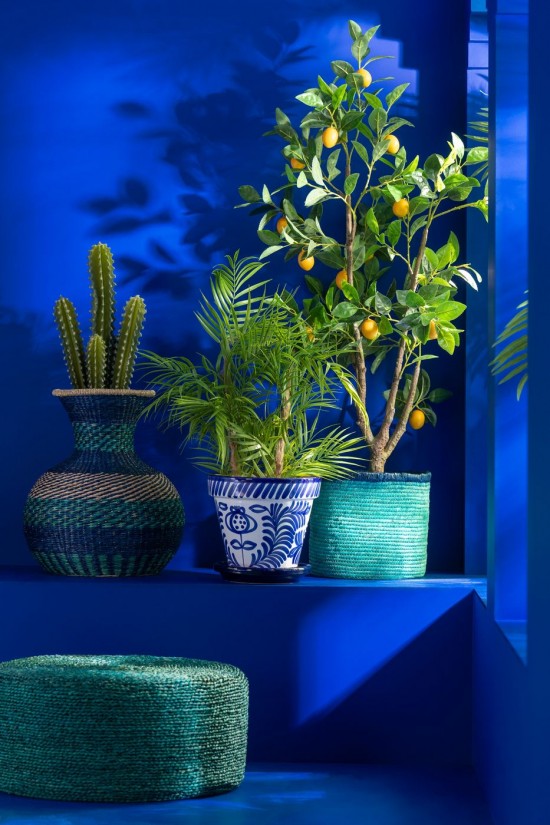 Jline Flowerpot Plate Granada Handmade Painted Ceramic Cobalto Blue Extra Large.