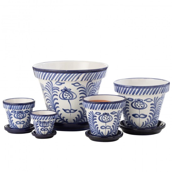 J Line cachepots de fleur Jolipa Flowerpot Plate Granada Handmade Painted Ceramic Cobalto Blue Extra Large.