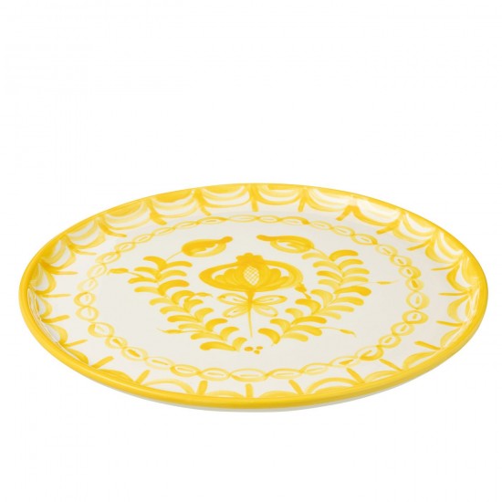 J Line Plate Granada Ceramic White Yellow serviesseries Serviezen JO52068.