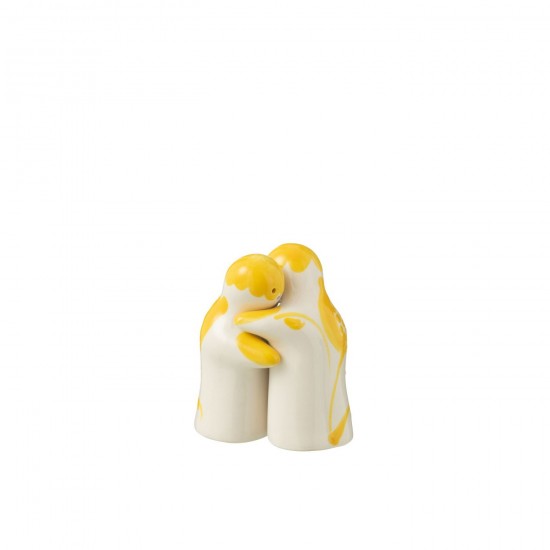 J Line Salt Pepper Granada Ceramic White Yellow serviesseries Serviezen JO52069.