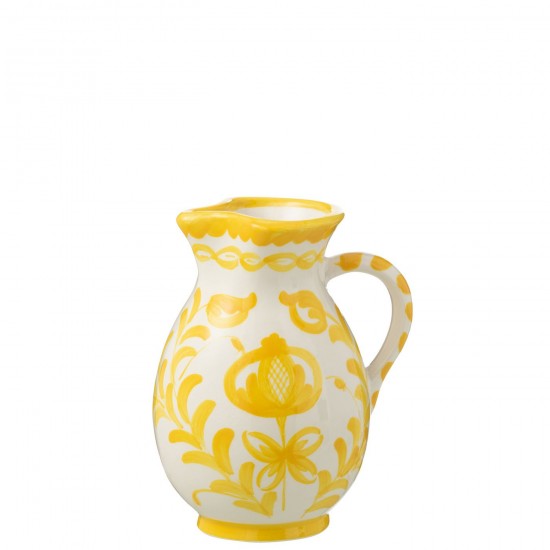 J Line Pitcher Granada Ceramic White Yellow Medium serviesseries Serviezen JO52073.