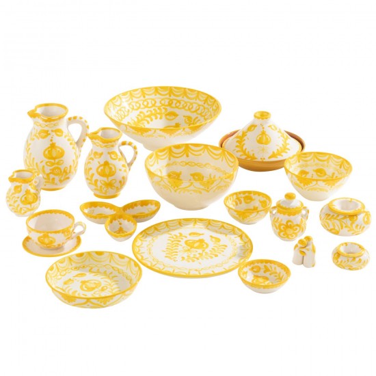 J Line série de vaisselle Jolipa Ashtray Granada Ceramic White Yellow Large.