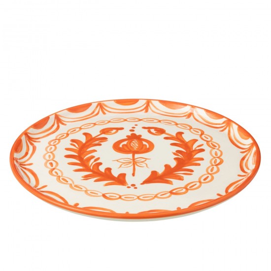 J Line Plate Granada Ceramic White Orange serviesseries Serviezen JO52085.