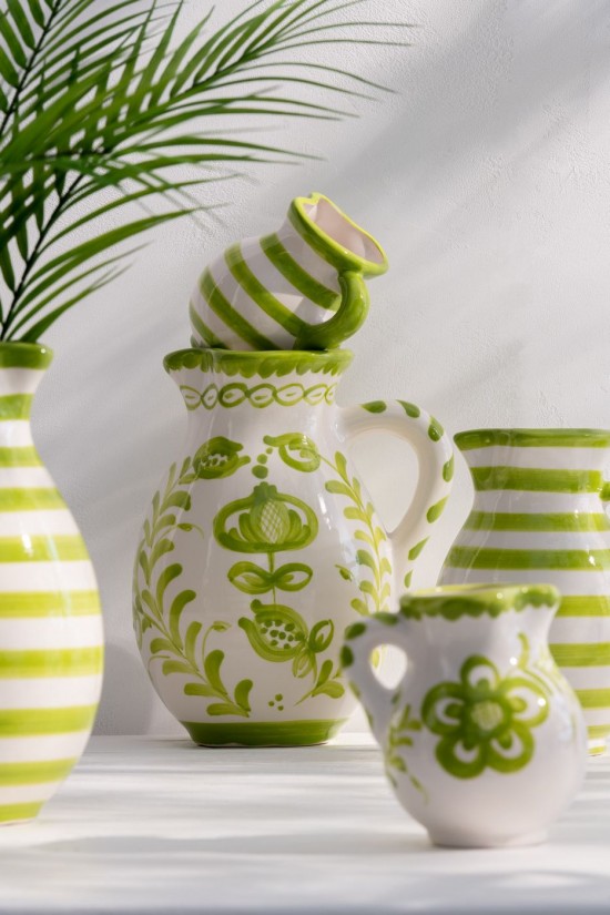 Jline Pitcher Granada Ceramic White Green Medium.