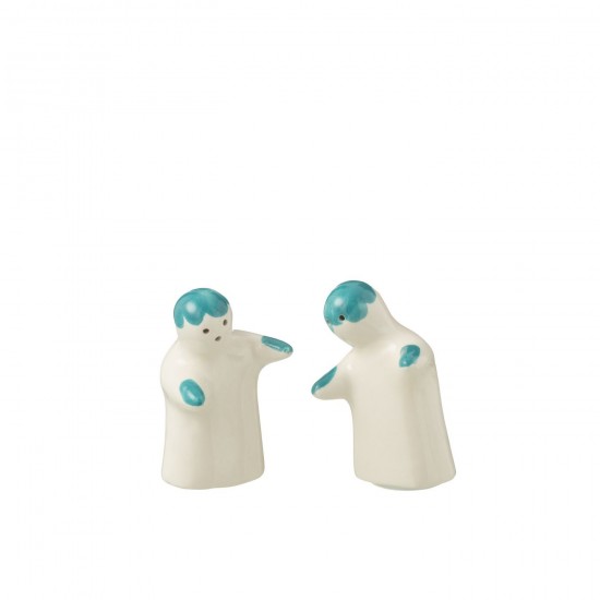 J Line série de vaisselle Jolipa Salt Pepper Granada Ceramic White Aqua.