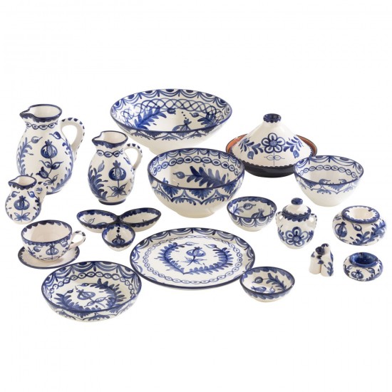 J Line série de vaisselle Jolipa Ashtray Granada Ceramic White Cobalto Blue Large.