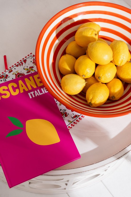 Jline Lebrillo Bowl Granada Stripes Ceramic White Orange.