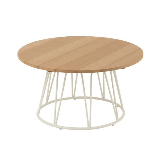 J Line Tafel Zoa Metaal Polyethyleen Wit eettafels keukentafels woonkamer JO52253.