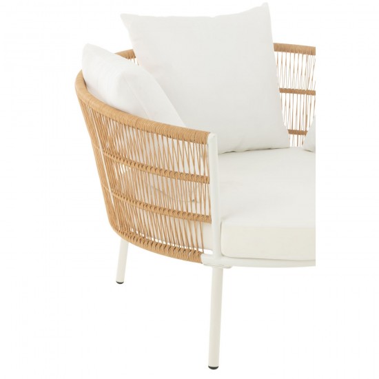 J Line Chair Joa Steel Rattan White dining chairs.